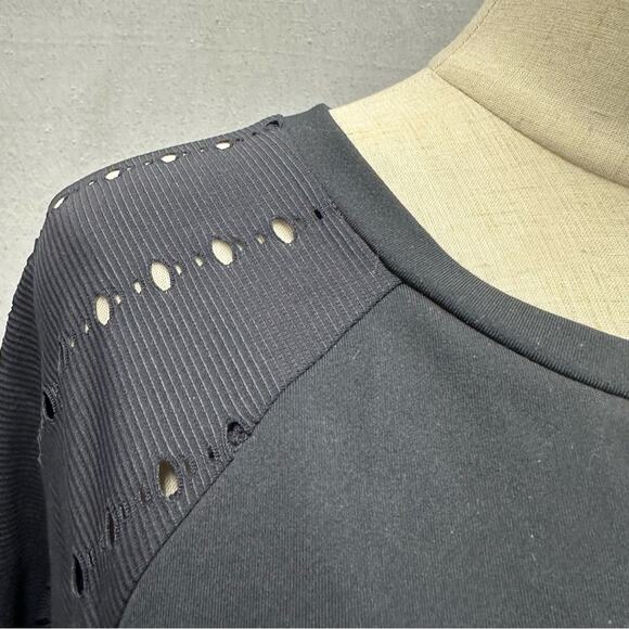 Fabletics Shelby Long-Sleeve 2 Layer Eyelet Laser Mesh Black Top Size Medium - Picture 8 of 16